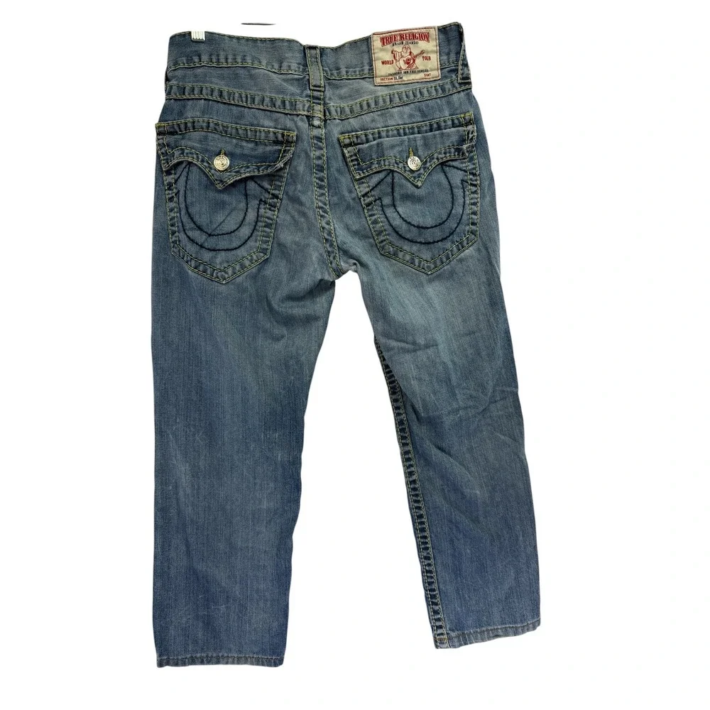 True Religion Mens Sz 31 31x27 Slim Flap Big T Blue Medium Wash Jeans (GG10)